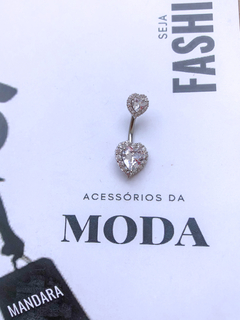 piercing de umbigo de coração com strass - comprar online