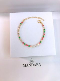 pulseira riviera dourada com pedrinhas coloridas - comprar online