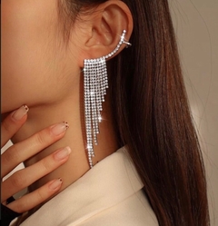 Brincos luxuosos | ear cuff de franjas com strass