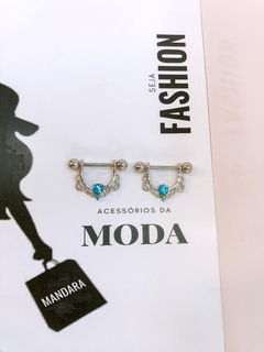 piercings mamilo com pedra azul