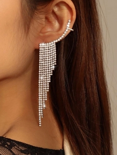 Brincos luxuosos | ear cuff de franjas com strass - comprar online