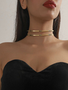 choker dupla rigida prata ou dourada - ajustavel