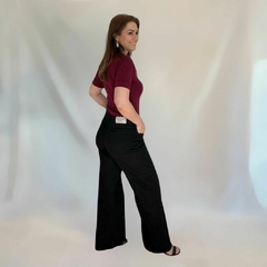 Calça Wide Leg Jeans Preta na internet