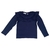 Blusa de tricô infantil com babado azul 3X s/ juros