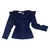 Blusa de tricô infantil com babado azul 3X s/ juros