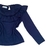 Blusa de tricô infantil com babado azul 3X s/ juros