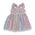 Vestido infantil estampado patchwork curto Angélica