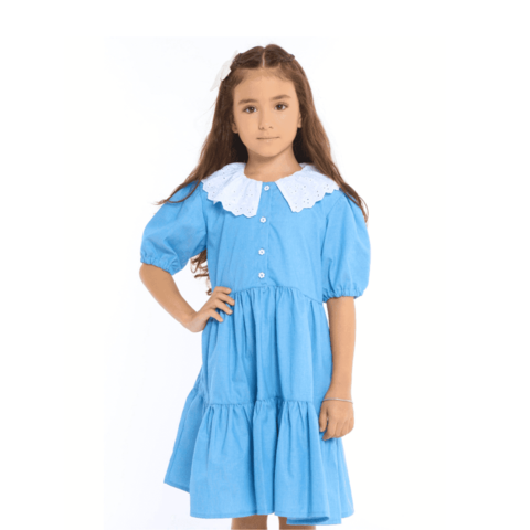 Vestido jeans sales infantil com renda