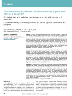Controle da dor e cuidados paliativos em cães e gatos com câncer. É possível?