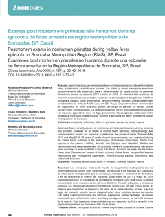 Exames post mortem em primatas não humanos durante epizootia de febre amarela na região metropolitana de Sorocaba, SP, Brasil