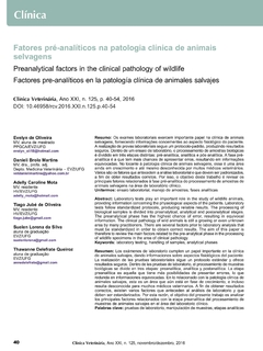 Fatores pré-analíticos na patologia clínica de animais selvagens
