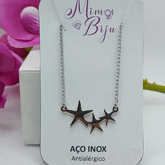 Choker 40cm com pingente estrelas - aço inox