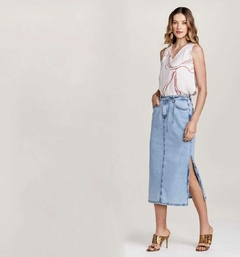 Saia Midi Maxi Skirt c cinto Jeans - MO 4645 na internet