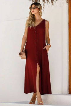 Vestido Longo Botões - Namine - 2566