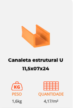 Canaleta estrutural U 11,5x07x24