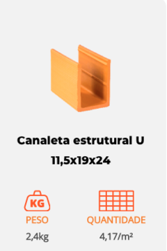 Canaleta estrutural U 11,5x19x24