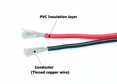 Ul2468 2 pinos fios elétricos estanhados cabos de cobre vermelho preto - loja online