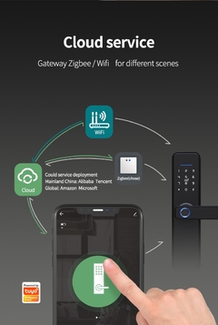 Fechadura de porta de impressão digital tuya app wifi casa inteligente na internet