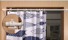 2pcs auto-adesivo varas de cortina suporte cabide branco - loja online