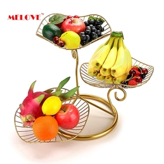 3-tier cesta de frutas titular decorativo ferro tigela
