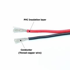 Ul2468 2 pinos fios elétricos estanhados cabos de cobre vermelho preto - comprar online