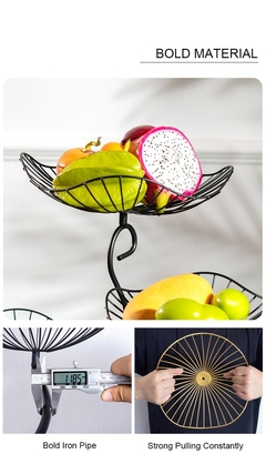 3-tier cesta de frutas titular decorativo ferro tigela - comprar online