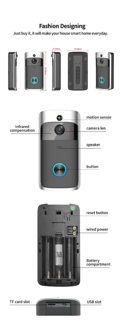 Campainha câmera wi fi sem fio chamada intercom vídeo-olho para apartamentos