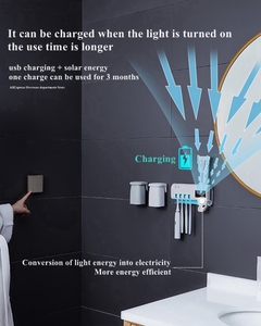 escova Suporte de escova de dentes inteligente uv desinfecção solar + usb carregamento automático na internet