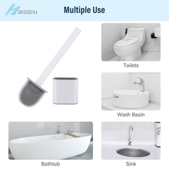 Cerdas de silicone escova de toalete e suporte para o armazenamento do banheiro