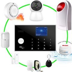 Alarme doméstico tuya com aplicativo 433mhz, 4g, wi-fi, sem fio, detecção de ladrão, cartão rfid, teclado touch lcd tft, 11 idiomas