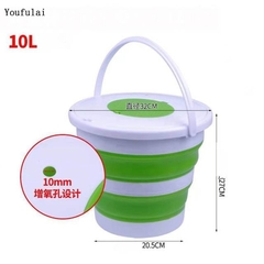 YJ 10L 5L Detachable Washing Machine Portable Bucket Retractable Plastic Household Thicken Travel Outdoor Car Washing Bucket - comprar online