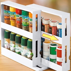 rack rotativa spice jar rack de armazenamento dupla camada tempero titular gabinete organizador acessórios cozinha