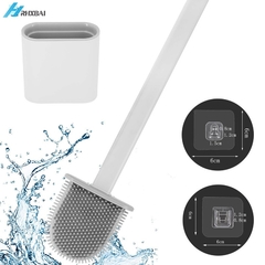 Imagem do Cerdas de silicone escova de toalete e suporte para o armazenamento do banheiro