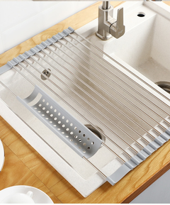 Multifuncional prato de secagem rack pia dreno