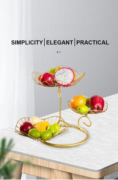 3-tier cesta de frutas titular decorativo ferro tigela - comprar online