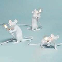 Lâmpada de mesa moderna do rato da resina led - comprar online