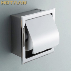 Caixa de suporte de papel higiênico de aço inoxidável montada na parede embutida