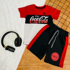 Conjunto de Bermuda Moletom Coca Cola três cores