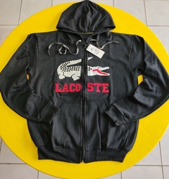 Casaco Moletom Flanelado com Zíper e Capuz Lacoste Juvenil - comprar online