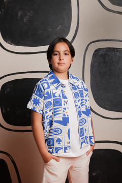 Camisa Botão Infantil Marraqueche Blue - comprar online