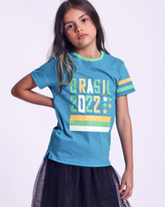 Camiseta BRASIL2022 AZ/VD Unissex Infantil