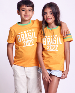 Camiseta BRASIL2022 AMARELA Unissex Infantil - comprar online