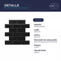 Azulejos Subway Negro 1 m2 - comprar online