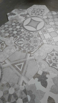 Revestimiento Ceramico Hexagonal Versalle Mix gris Mate 20x23 Piso Pared - San Roque pisos y revestimientos