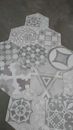 Revestimiento Ceramico Hexagonal Versalle Mix gris Mate 20x23 Piso Pared - tienda online