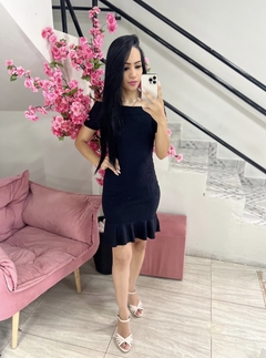 Vestido Canelado Preto