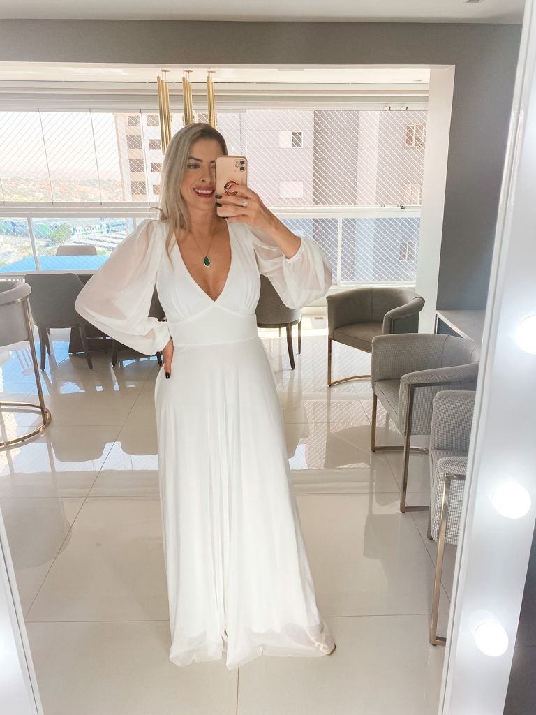 Body e saia longa fashion para casamento