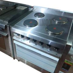 Imagen de Cocina industrial eléctrica trifasica 4 discos con horno FULL inoxidable