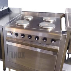 Cocina industrial eléctrica trifasica 4 discos con horno FULL inoxidable en internet