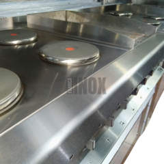 Cocina industrial eléctrica trifasica 4 discos con horno FULL inoxidable - COCINAS MGA